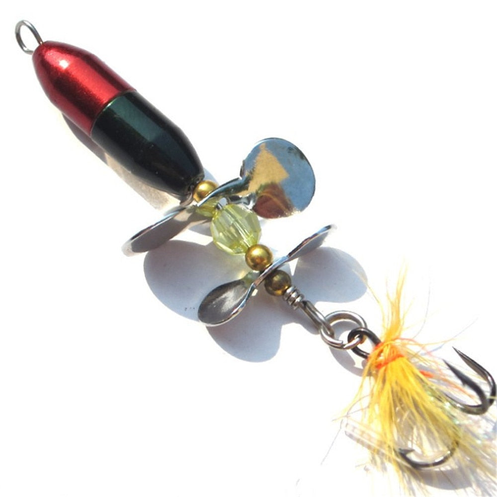 1pcs Rotating Spinner Sequins Fishing Lure 10g/7cm Wobbler Bait with Feather Fishing Tackle for Bass Trout Perch Pike