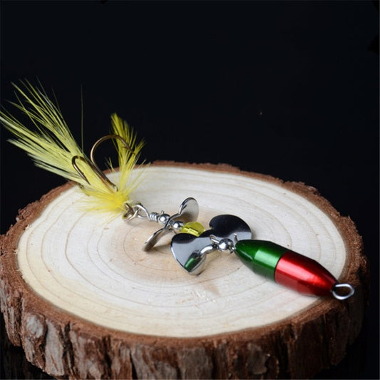 1pcs Rotating Spinner Sequins Fishing Lure 10g/7cm Wobbler Bait with Feather Fishing Tackle for Bass Trout Perch Pike