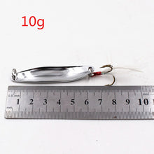 1 PCS 5g-21g Metal Silver Sequins Fishing Lures Spoon Lure Hard Baits With Feather Bass Sea Lures Spinner Wobbles Fishing Tackle