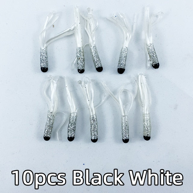 10pcs/lot 5cm 0.6g Soft Rubber Bait Fishing Lure Jig Wobbler Soft Worm Carp Jighead Fishing Bait Artificial Silicone Swimbait