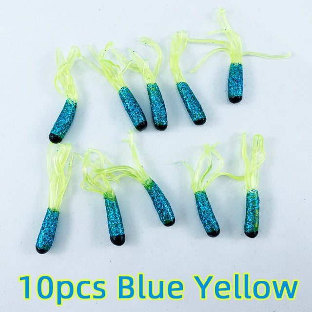 10pcs/lot 5cm 0.6g Soft Rubber Bait Fishing Lure Jig Wobbler Soft Worm Carp Jighead Fishing Bait Artificial Silicone Swimbait