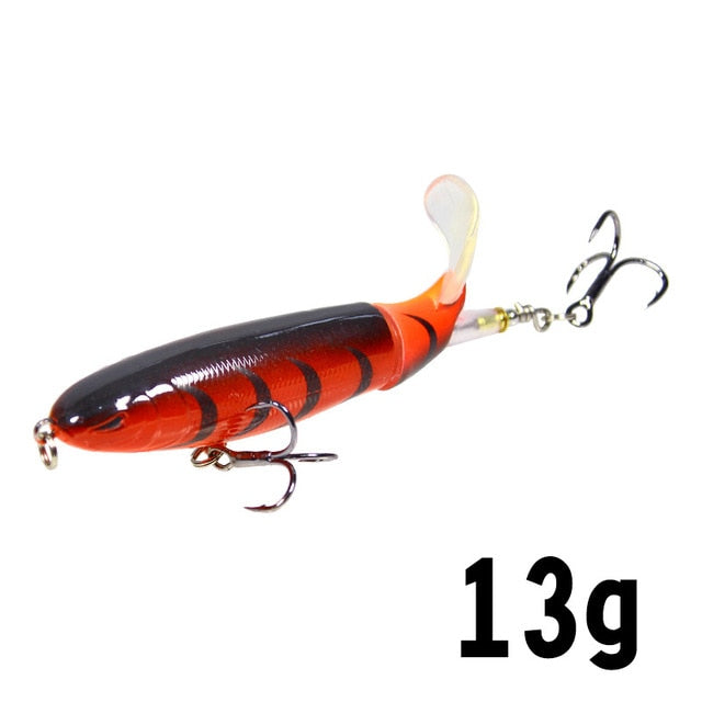 1 Pcs 10cm/14cm Topwater Fishing Lure Whopper Popper Artificial Bait Hard Plopper Soft Rotating Tail Fishing Tackle Fishing Bait