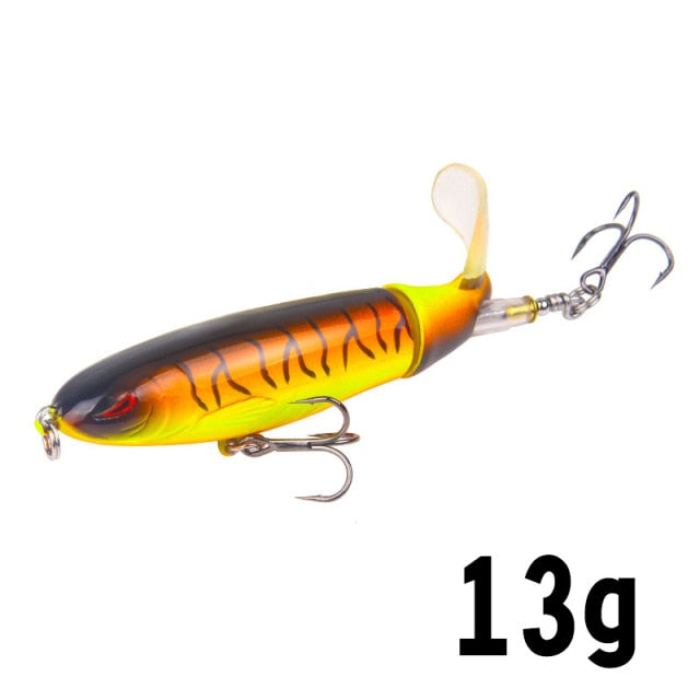 1 Pcs 10cm/14cm Topwater Fishing Lure Whopper Popper Artificial Bait Hard Plopper Soft Rotating Tail Fishing Tackle Fishing Bait