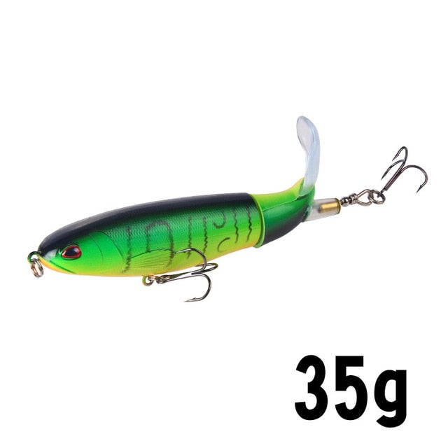 1 Pcs 10cm/14cm Topwater Fishing Lure Whopper Popper Artificial Bait Hard Plopper Soft Rotating Tail Fishing Tackle Fishing Bait