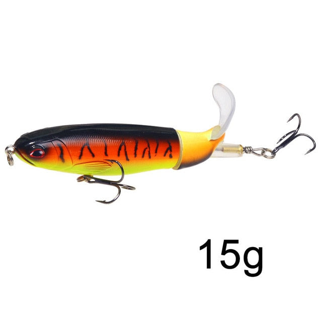 1 Pcs 10cm/14cm Topwater Fishing Lure Whopper Popper Artificial Bait Hard Plopper Soft Rotating Tail Fishing Tackle Fishing Bait