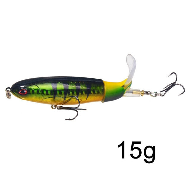 1 Pcs 10cm/14cm Topwater Fishing Lure Whopper Popper Artificial Bait Hard Plopper Soft Rotating Tail Fishing Tackle Fishing Bait