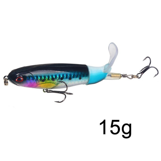 1 Pcs 10cm/14cm Topwater Fishing Lure Whopper Popper Artificial Bait Hard Plopper Soft Rotating Tail Fishing Tackle Fishing Bait