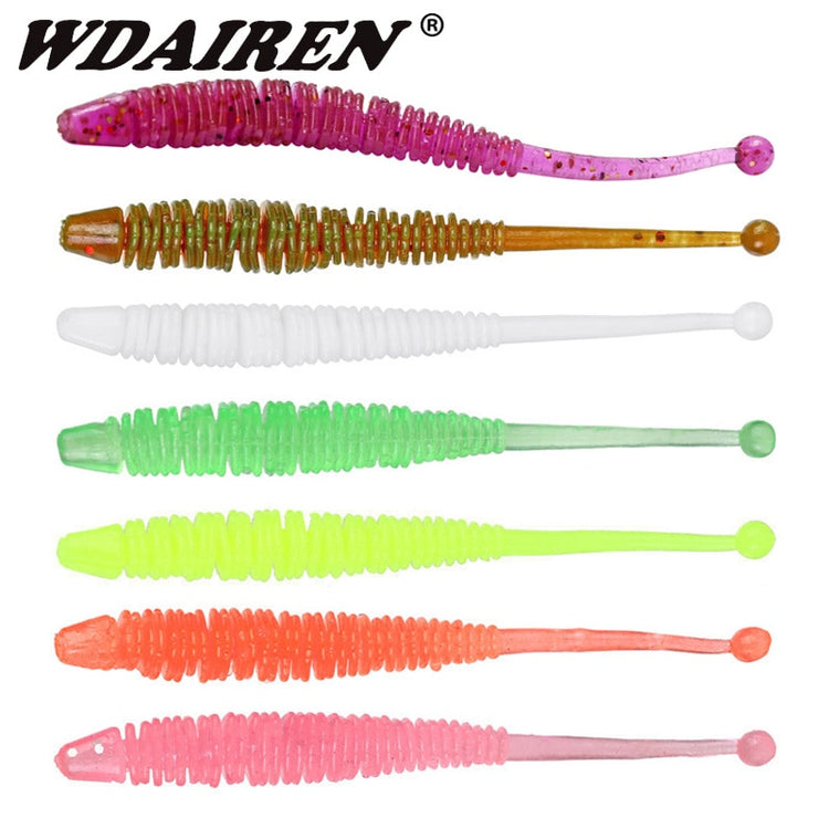 10pcs/Lot Worm Soft Fishing Lures Jig Wobblers 6cm 0.6g Shrimp Odor Additive Silicone Artificial Baits Bass Carp Pesca Tackle