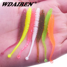 10pcs/Lot Worm Soft Fishing Lures Jig Wobblers 6cm 0.6g Shrimp Odor Additive Silicone Artificial Baits Bass Carp Pesca Tackle