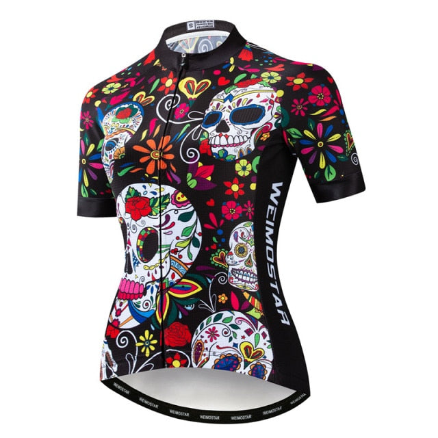 Weimostar 2021 Women&#39;s Summer Skull Cycling Jersey Road Bicycle Shirt MTB Bike Jersey Top Outdoor Sport Ropa ciclismo Clothing