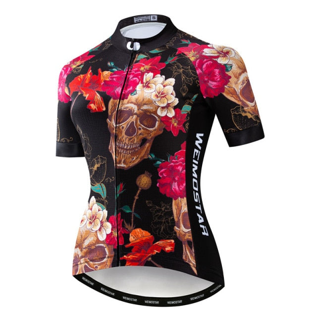 Weimostar 2021 Women&#39;s Summer Skull Cycling Jersey Road Bicycle Shirt MTB Bike Jersey Top Outdoor Sport Ropa ciclismo Clothing