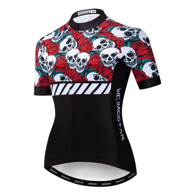 Weimostar 2021 Women&#39;s Summer Skull Cycling Jersey Road Bicycle Shirt MTB Bike Jersey Top Outdoor Sport Ropa ciclismo Clothing