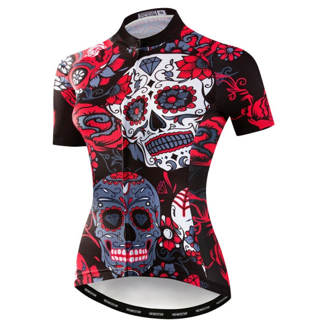 Weimostar 2021 Women&#39;s Summer Skull Cycling Jersey Road Bicycle Shirt MTB Bike Jersey Top Outdoor Sport Ropa ciclismo Clothing