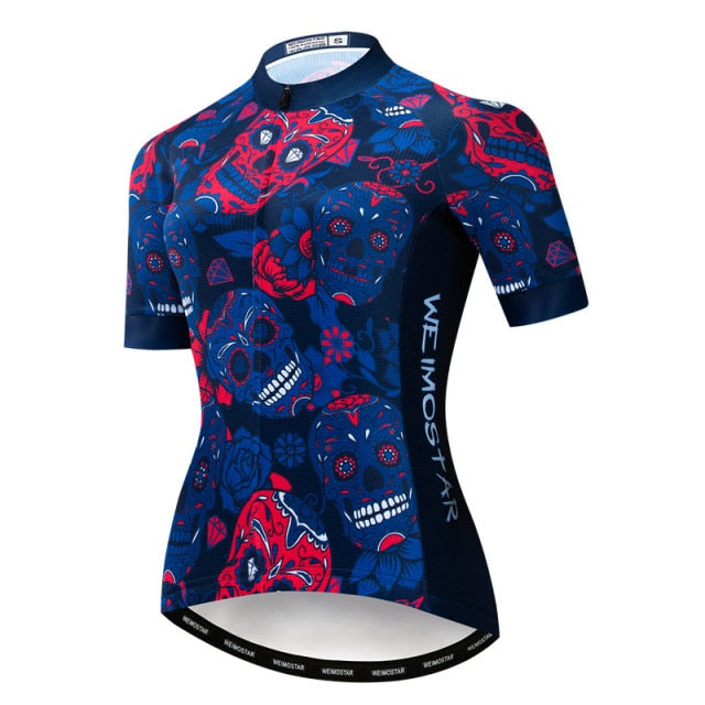 Weimostar 2021 Women&#39;s Summer Skull Cycling Jersey Road Bicycle Shirt MTB Bike Jersey Top Outdoor Sport Ropa ciclismo Clothing