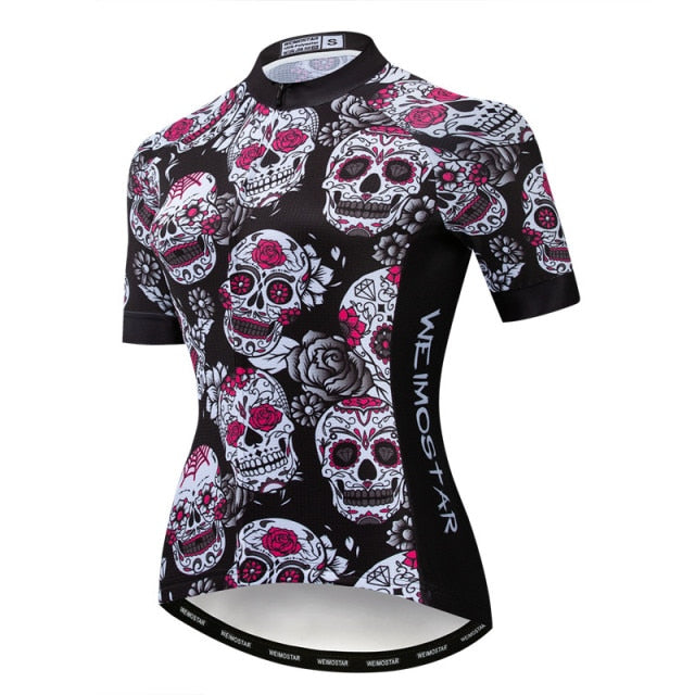 Weimostar 2021 Women&#39;s Summer Skull Cycling Jersey Road Bicycle Shirt MTB Bike Jersey Top Outdoor Sport Ropa ciclismo Clothing