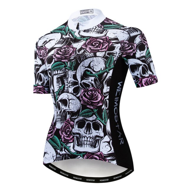 Weimostar 2021 Women&#39;s Summer Skull Cycling Jersey Road Bicycle Shirt MTB Bike Jersey Top Outdoor Sport Ropa ciclismo Clothing