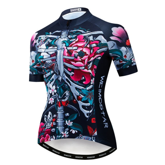 Weimostar 2021 Women&#39;s Summer Skull Cycling Jersey Road Bicycle Shirt MTB Bike Jersey Top Outdoor Sport Ropa ciclismo Clothing