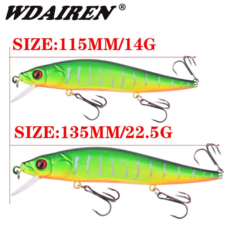 WDAIREN Brand Floating Minnow Fishing Lure 14g/22g Swim Wobblers Artificial Hard Bait Crankbait For Bass Pike Lues Pesca Tackle