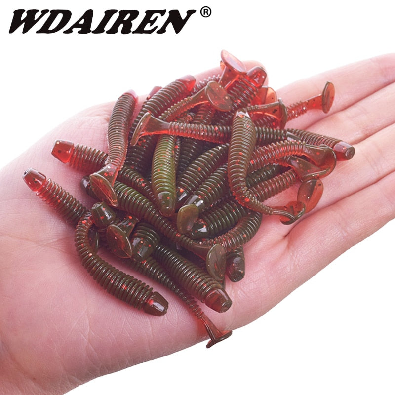 WDAIREN 4.8cm 0.8g Impact Ring Shad Fishing Lure Worm Soft Silicone Bait Jigging Wobblers Lures Artificial Swimbait Pesca Tackle