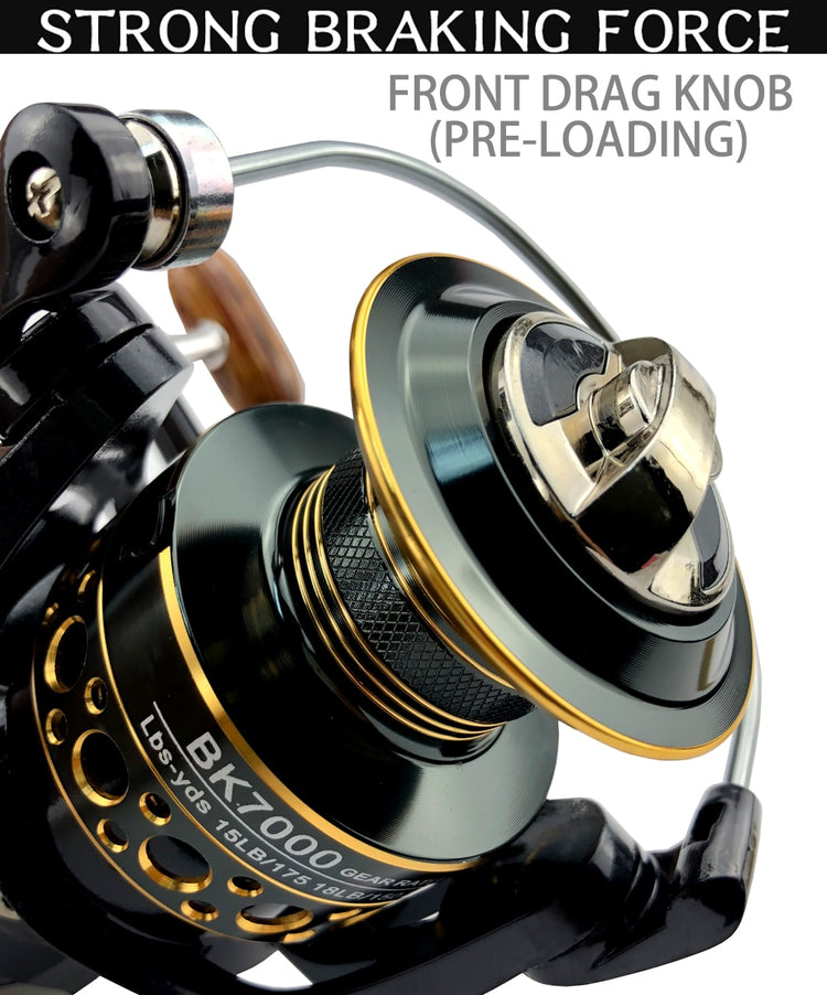 Fishing Spinning Reel Metal Spool 5.2:1/4.7:113BB Ball Bearings Carp  CatFishing Reel BK2000-7000