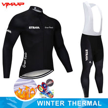 Warm 2021 STRAVA Winter Thermal Fleece Cycling Jersey Set Men&#39;s Outdoor Riding MTB Ropa Ciclismo Bib Pants Set Cycling Clothing