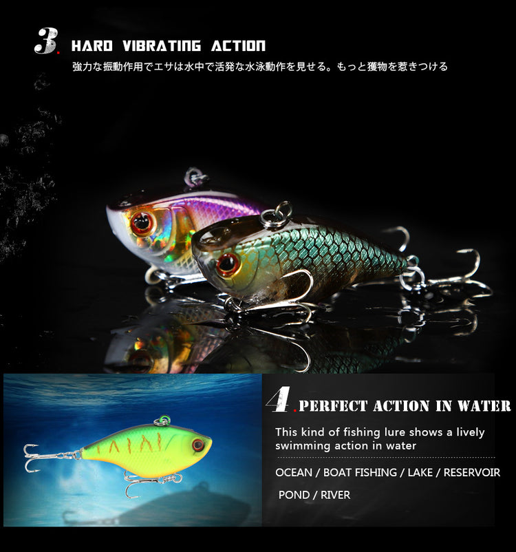 1PCS Hard VIB Lures Fishing Bait Treble Hooks Sinking Crankbait Wobber Fishing Tackle 4.6g 4cm