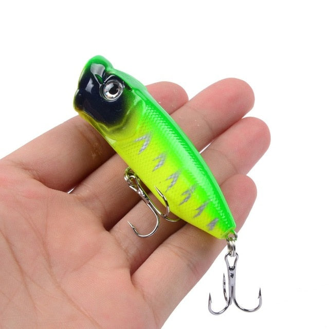 1pcs Fishing Lures Topwater Popper Bait 6.5cm 12g Hard Bait Artificial Wobblers Plastic Fishing Tackle with 6# Hooks