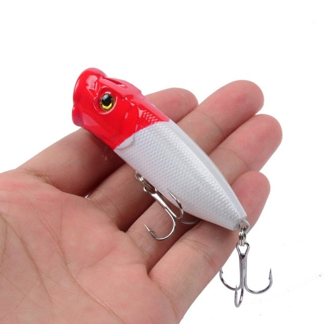 1pcs Fishing Lures Topwater Popper Bait 6.5cm 12g Hard Bait Artificial Wobblers Plastic Fishing Tackle with 6# Hooks