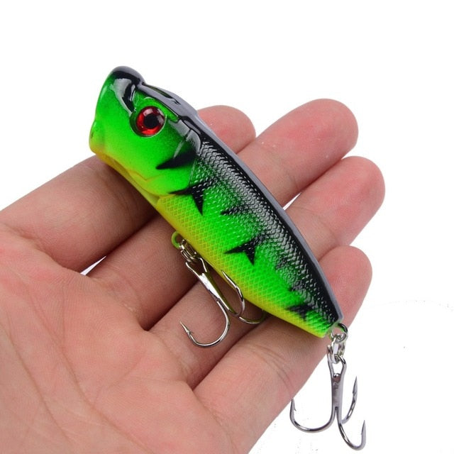 1pcs Fishing Lures Topwater Popper Bait 6.5cm 12g Hard Bait Artificial Wobblers Plastic Fishing Tackle with 6# Hooks