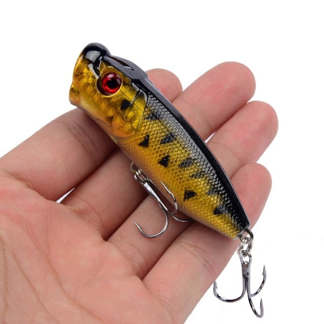 1pcs Fishing Lures Topwater Popper Bait 6.5cm 12g Hard Bait Artificial Wobblers Plastic Fishing Tackle with 6# Hooks