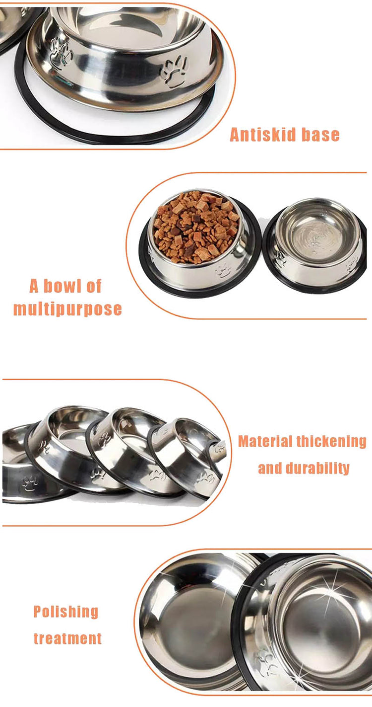 6 Size Stainless Steel Dog Bowl For Dish Water Dog Food Bowl Pet Puppy Cat Bowl Feeder Feeding Dog Water Bowl For Dogs Cats