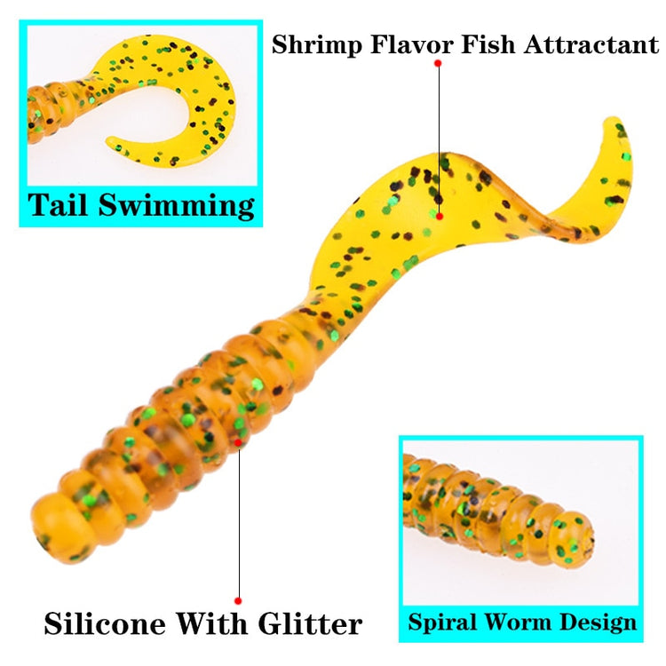 10Pcs Soft Silicone Fishing Lures 4.8cm 1.2g Worm Jigging Wobblers Shrimp Fishy Smell Additive Tackle Bass Carp Artificial Baits