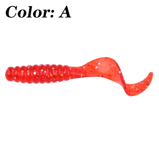 10Pcs Soft Silicone Fishing Lures 4.8cm 1.2g Worm Jigging Wobblers Shrimp Fishy Smell Additive Tackle Bass Carp Artificial Baits