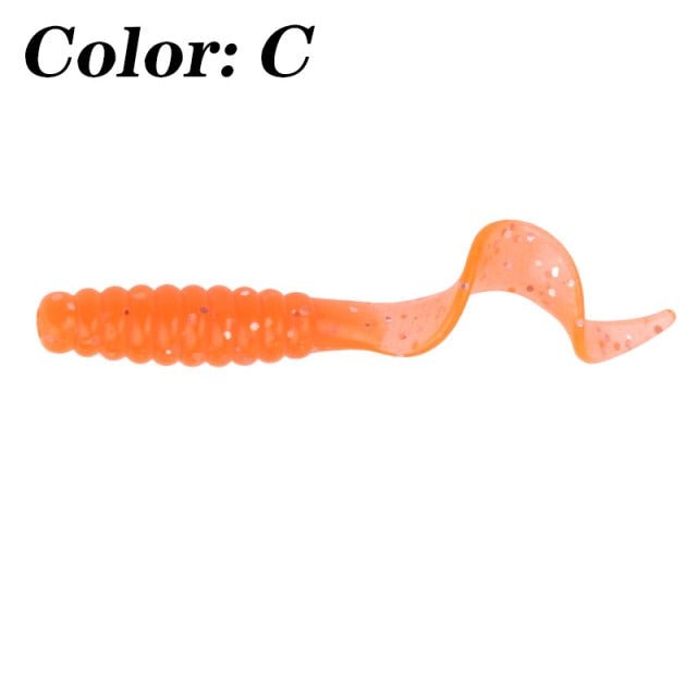 10Pcs Soft Silicone Fishing Lures 4.8cm 1.2g Worm Jigging Wobblers Shrimp Fishy Smell Additive Tackle Bass Carp Artificial Baits