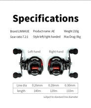 LINNHUE New Baitcasting Reel 7.2:1 High Speed 8KG Max Drag Fishing Reel For Bass in ocean environment 48Hours Cheap Reel Fishing