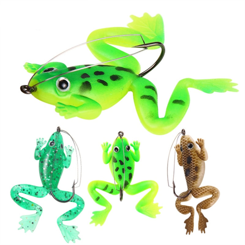 1Pcs 60mm 5.2g Pesca Soft Frog Fishing Lure Artificial Bait Silicone Frog Lures Swimming Bait with Treble Hooks Fishing Tackle