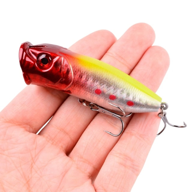 1Pcs Fishing Lures 6.5cm/12g Topwater Popper Bait 5 Color Hard Bait Artificial Wobblers Plastic Fishing Tackle with 6# Hooks