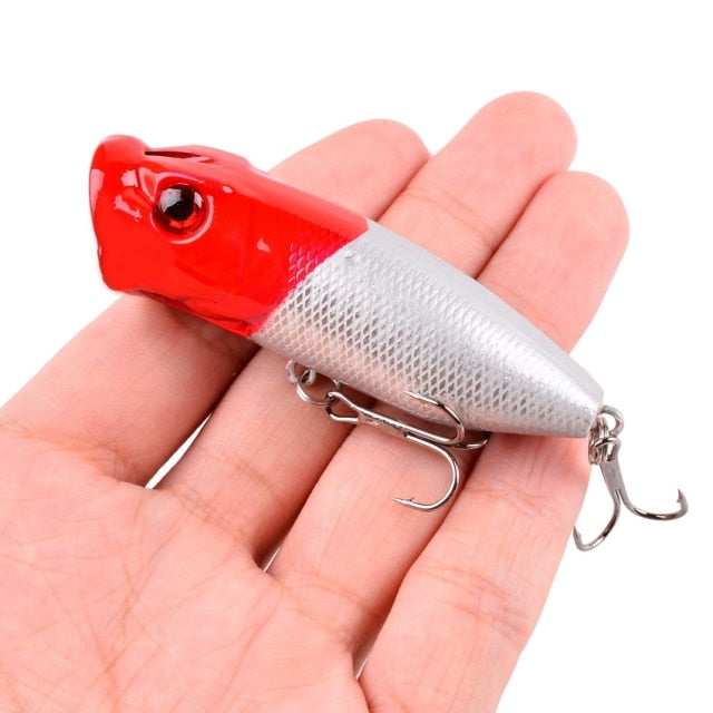 1Pcs Fishing Lures 6.5cm/12g Topwater Popper Bait 5 Color Hard Bait Artificial Wobblers Plastic Fishing Tackle with 6# Hooks