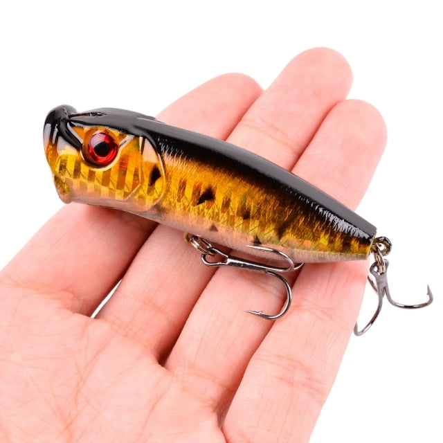 1Pcs Fishing Lures 6.5cm/12g Topwater Popper Bait 5 Color Hard Bait Artificial Wobblers Plastic Fishing Tackle with 6# Hooks