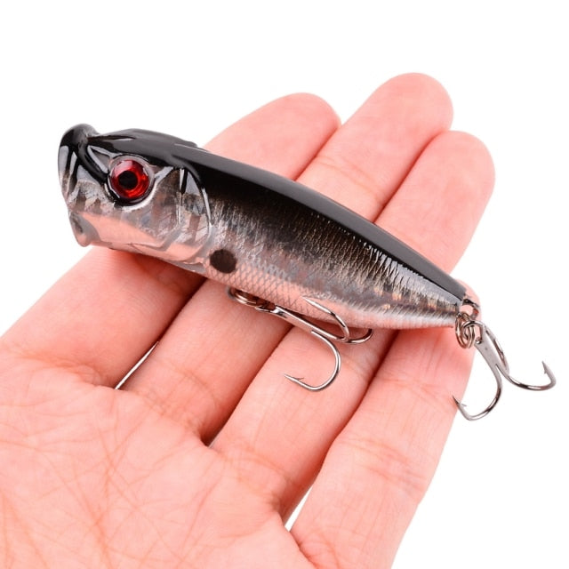 1Pcs Fishing Lures 6.5cm/12g Topwater Popper Bait 5 Color Hard Bait Artificial Wobblers Plastic Fishing Tackle with 6# Hooks