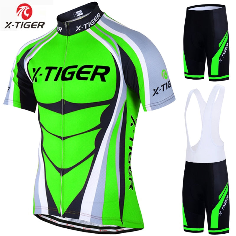 X-Tiger Cycling Jersey Set Men Summer Outdoor Sports Cycling Clothing Quick Dry Bike Clothes Breathable MTB Bicycle Cycling Suit