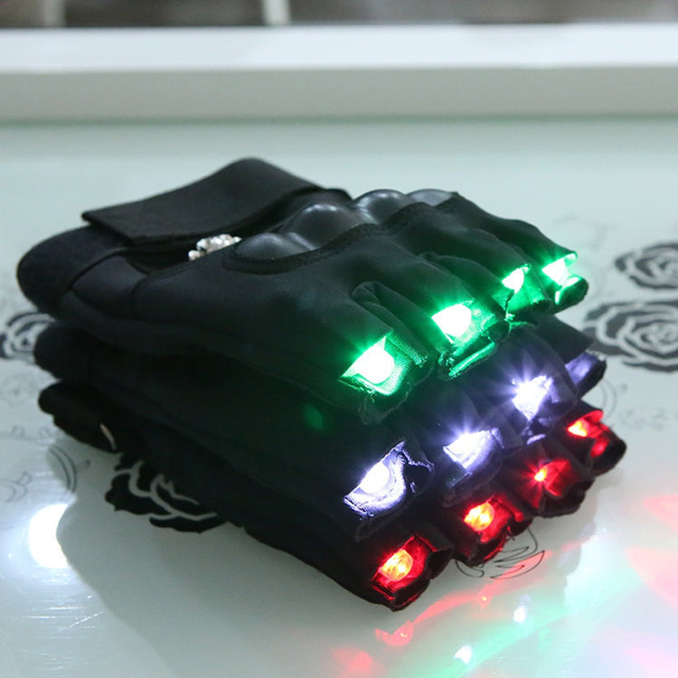 1 Pair Creative LED Laser Gloves Motorcycle Cycling Outdoor Sports Fishing Half Finger Mittens Fishing Apparel