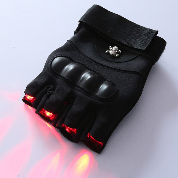 1 Pair Creative LED Laser Gloves Motorcycle Cycling Outdoor Sports Fishing Half Finger Mittens Fishing Apparel