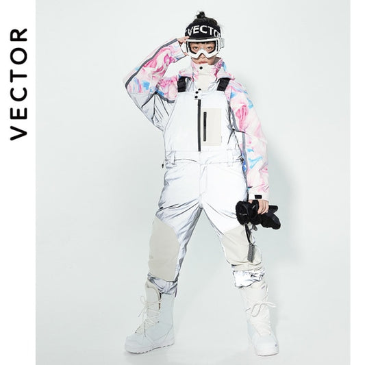 VECTOR Women&#39;s Warm Ski Suit Hooded Women&#39;s Men&#39;s Waterproof Windproof Reflective Ski Snowboard Jacket Outdoor Clothing