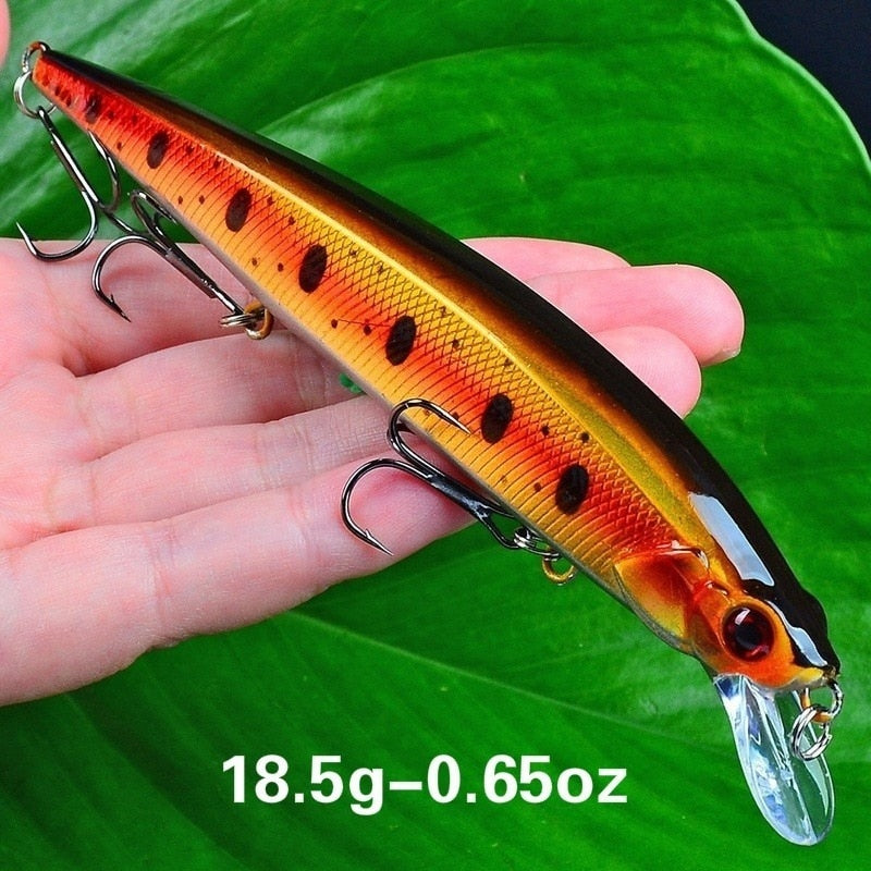 1PCS 14cm 18.5g  3D Bionic Minnow Fishing Lure Hard Bait with 3 Fishing Hooks Fishing Tackle Lure 3D Eyes Free Shipping