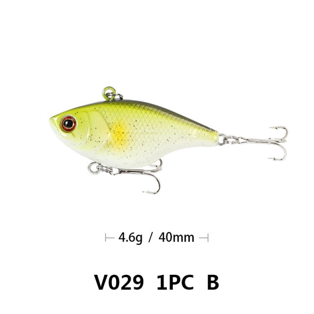 1PCS Hard VIB Lures Fishing Bait Treble Hooks Sinking Crankbait Wobber Fishing Tackle 4.6g 4cm