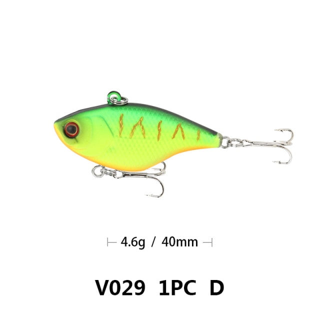 1PCS Hard VIB Lures Fishing Bait Treble Hooks Sinking Crankbait Wobber Fishing Tackle 4.6g 4cm