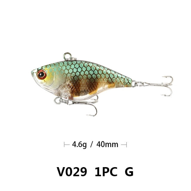 1PCS Hard VIB Lures Fishing Bait Treble Hooks Sinking Crankbait Wobber Fishing Tackle 4.6g 4cm