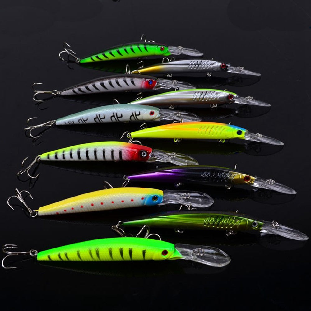 11pcs..Bass ,walleye Tackle Mixed Lures Minnow Fishing Lure CrankBait Wobblers