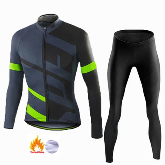 Warm 2021 Winter Thermal Fleece Cycling Clothes Men&#39;s Jersey Suit Outdoor Riding Bike MTB Clothing Bib Pants Set